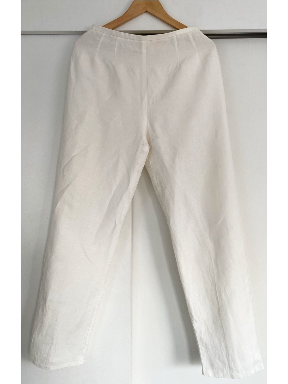 Vintage 90s White Linen Blend High Rise Straight Leg Pants Modern Small - Picture 2 of 12